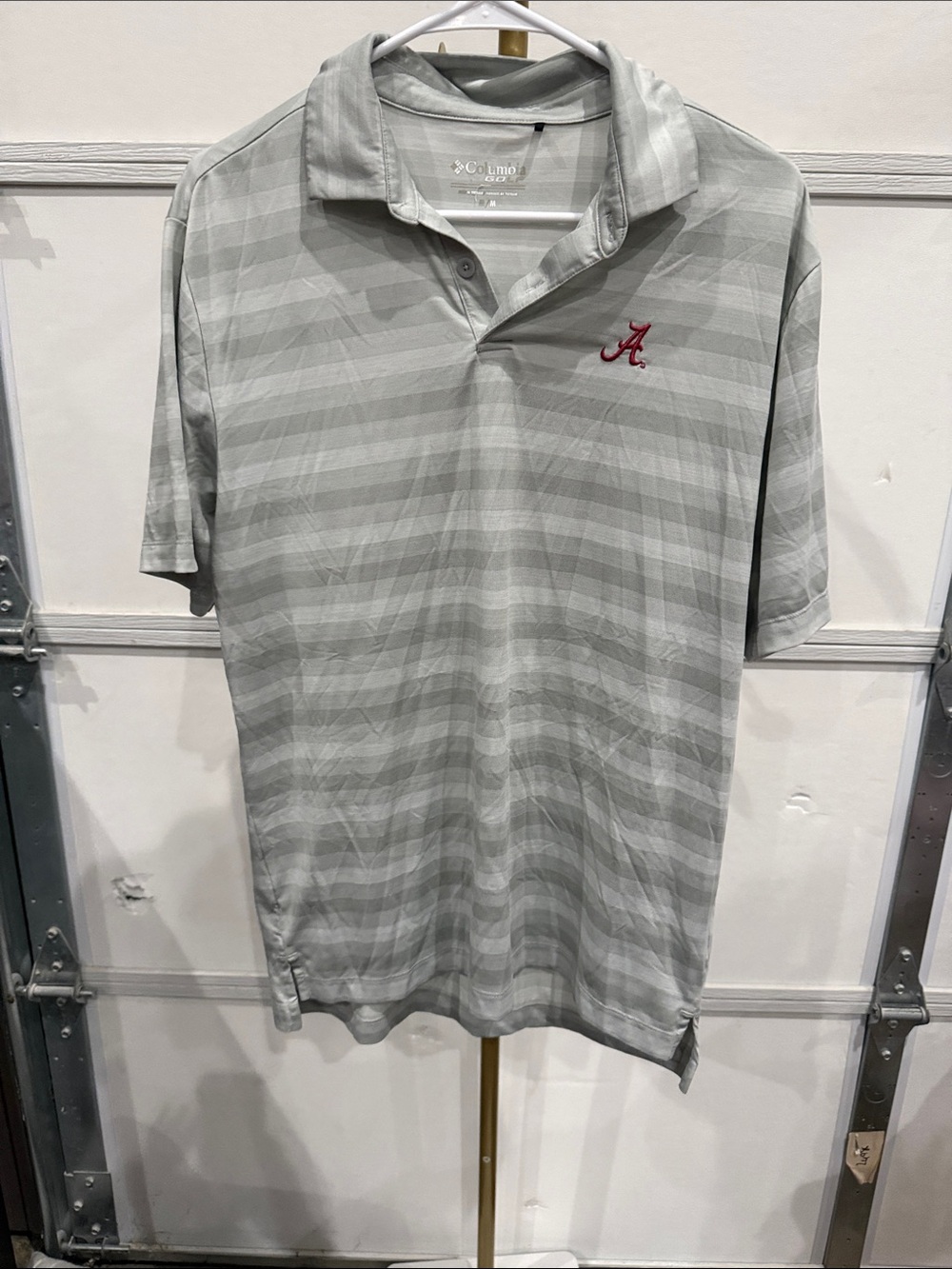 Columbia Light Gray Men's Polo with Red 'A' Embroidered Logo
